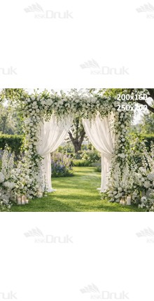 Tło fotograficzne „Ślubna altana w ogrodzie – romantyczna biel” | 4121